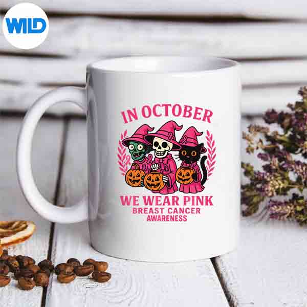 In October We Wear Pink Zombie Skeleton Black Cat Cut File 7 InOctoberWeWearPinkZombieSkeletonBlackCatmug