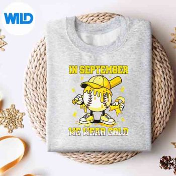 InSeptemberWeWearGoldBaseballDripChildhoodCancersweater