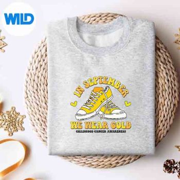 InSeptemberWeWearGoldSneakerChildhoodCancerAwarenesssweater