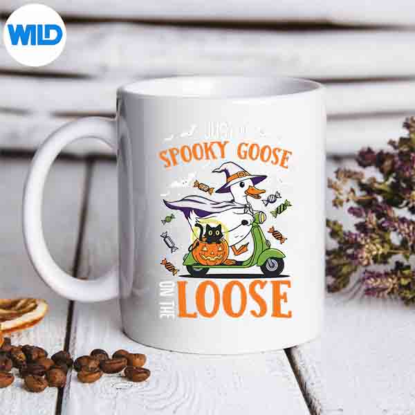 JustASpookyGooseOnTheLooseWitchSillyGooseHalloweenmug
