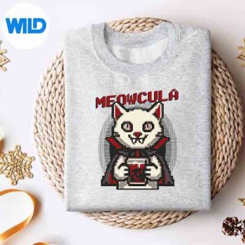 MeowculaPixelArtVampireCatHalloweensweater