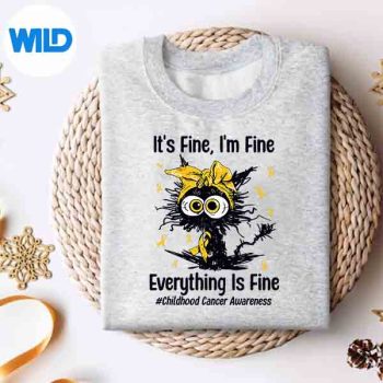 MotivationalChildhoodCancerAwarenessCatGoldRibbonsweater