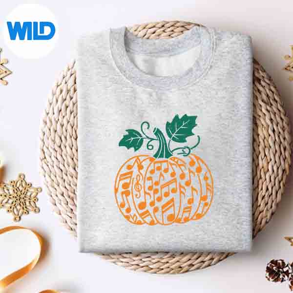 Alternative view of Music Notes Pumpkin Fall Music Teacher Autumn Halloween PNG SVG for Cricut