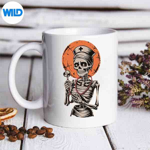 NurseHalloweenSkeletonVintagemug