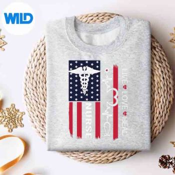 Nurse Stethoscope Heartbeat American Flag Nurse Weeks Digital Design 4 NurseStethoscopeHeartbeatAmericanFlagNurseWeekssweater