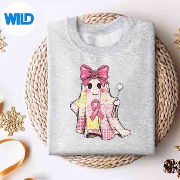 Pink Bow Patchwork Dental Ghost Breast Cancer Halloween Girl Silhouette SVG PNG 4 PinkBowPatchworkDentalGhostBreastCancerHalloweenGirlsweater