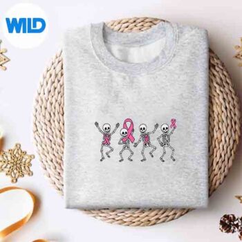 PinkRibbonBreastCancerAwarenessSkeletonsweater