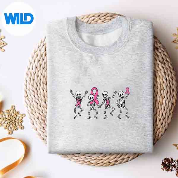 Alternative view of Pink Ribbon Breast Cancer Awareness Skeleton SVG PNG