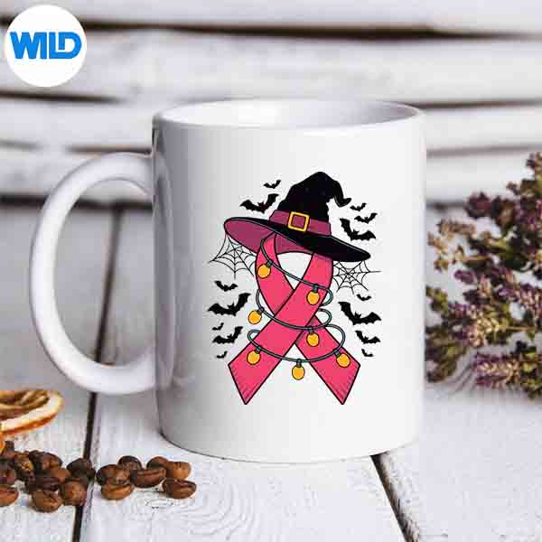 Pink Ribbon Witch Hat Halloween Breast Cancer Warrior Silhouette SVG PNG 7 PinkRibbonWitchHatHalloweenBreastCancerWarriormug