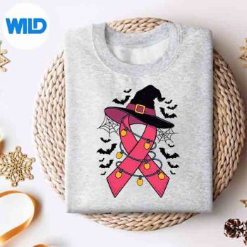 PinkRibbonWitchHatHalloweenBreastCancerWarriorsweater