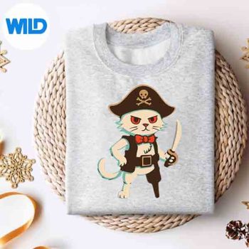 Pirate Cat Halloween Costume Digital Design 4 PirateCatHalloweenCostumesweater