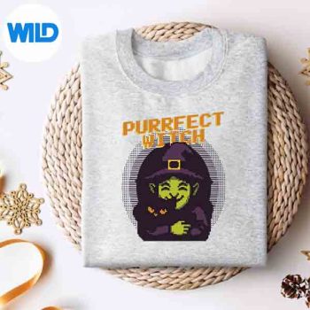 PurrfectWitchPixelArtWitchHuggingCatHalloweensweater