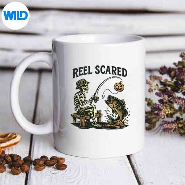 ReelScaredHalloweenFishingSkeletonPumpkinBassmug