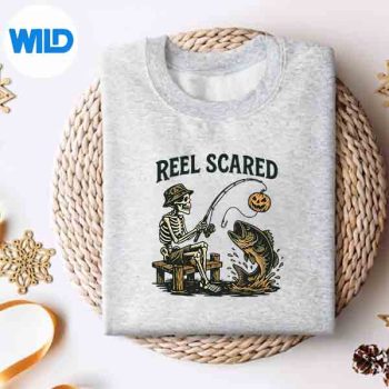 ReelScaredHalloweenFishingSkeletonPumpkinBasssweater