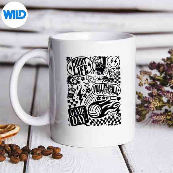 RetroCheckeredVolleyballGameDaymug