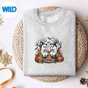 RetroCuteGhostAutumnCampfireHalloweenFallsweater
