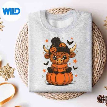 Retro Halloween Highland Cow Pumpkin Fall Cow Thanksgiving Silhouette SVG PNG 4 RetroHalloweenHighlandCowPumpkinFallCowThanksgivingsweater