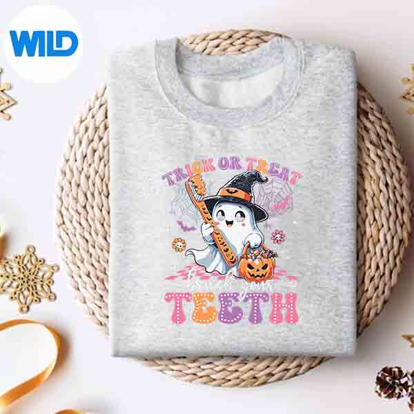 Alternative view of Retro Halloween Trick Or Treat Brush Yourth Cute Dentist SVG Cut File