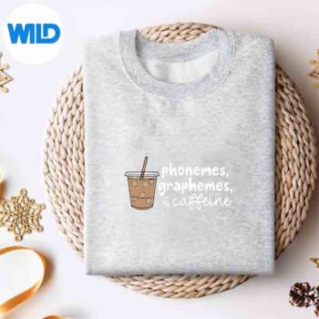 Retro Phonemes Graphemes And Caffeine Drinking Coffee Digital Design 4 RetroPhonemesGraphemesAndCaffeineDrinkingCoffeesweater