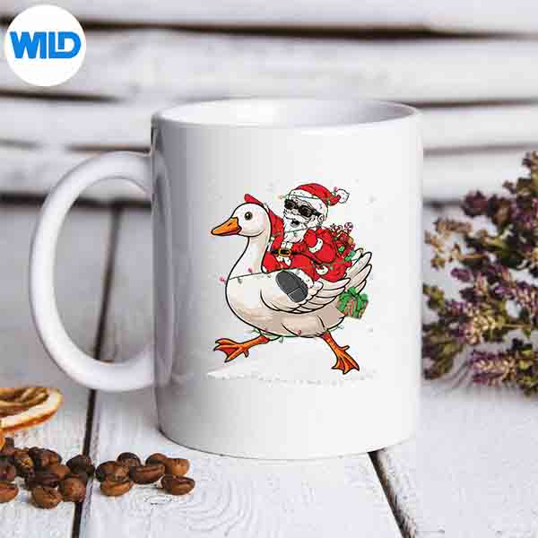 Santa Riding Goose Merry Christmas Pajamas Xmas Digital Design