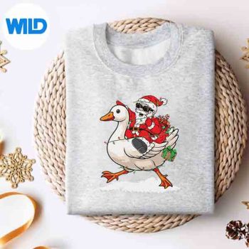 Santa Riding Goose Merry Christmas Pajamas Xmas Digital Design 4 SantaRidingGooseMerryChristmasPajamasXmassweater