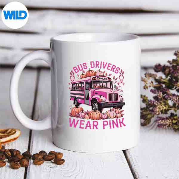 SchoolBusDriverPinkRibbonBreastCancerInOctobermug