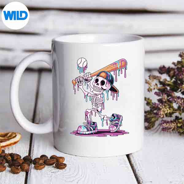 Skeleton Baseball Drip Youth Halloween Silhouette SVG PNG 6 SkeletonBaseballDripYouthHalloweenmug