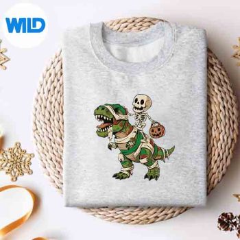SkeletonDinosaurTRexHalloweenPumpkinsweater