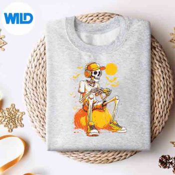 Skeleton Gamer Video Gaming Halloween Digital Design 4 SkeletonGamerVideoGamingHalloweensweater