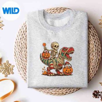 Skeleton Riding Mummy Dinosaur T Rex Halloween Pumpkin SVG PNG Download 4 SkeletonRidingMummyDinosaurTRexHalloweenPumpkinsweater