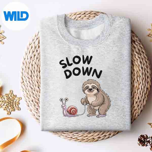 Alternative view of Slow Down Snail Sloth Vintage SVG PNG