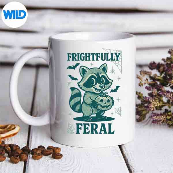 SpookyFeralHalloweenRaccoonTrickOrTreatmug