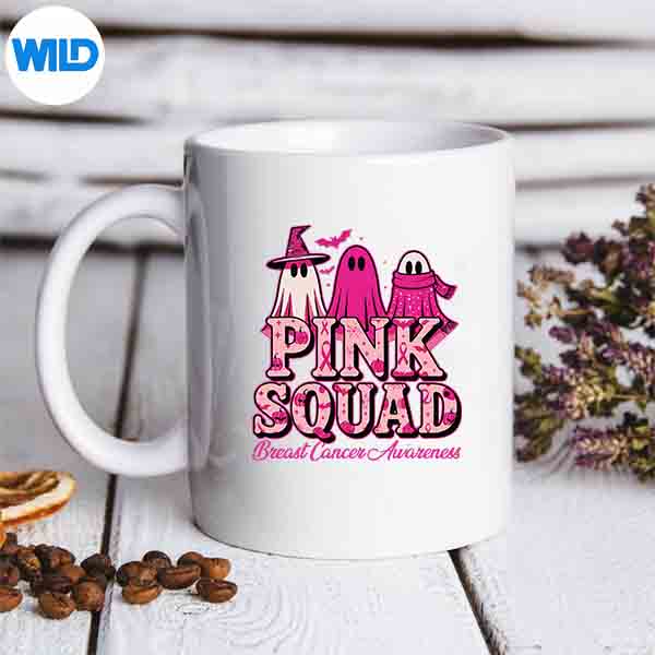 Spooky Pink Ghosts Squad Halloween Breast Cancer Awareness PNG SVG for Cricut