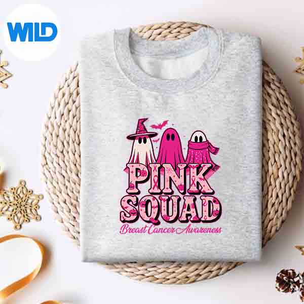 Alternative view of Spooky Pink Ghosts Squad Halloween Breast Cancer Awareness PNG SVG for Cricut