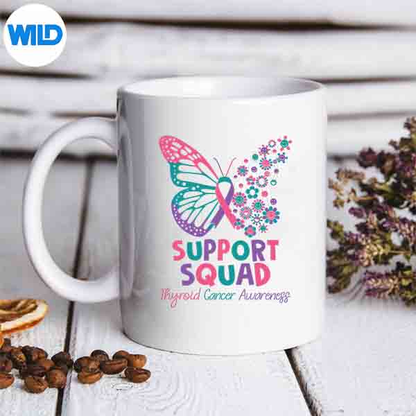 Support Squad Thyroid Cancer Awareness Butterfly Silhouette SVG PNG Cut File 7 SupportSquadThyroidCancerAwarenessButterflymug