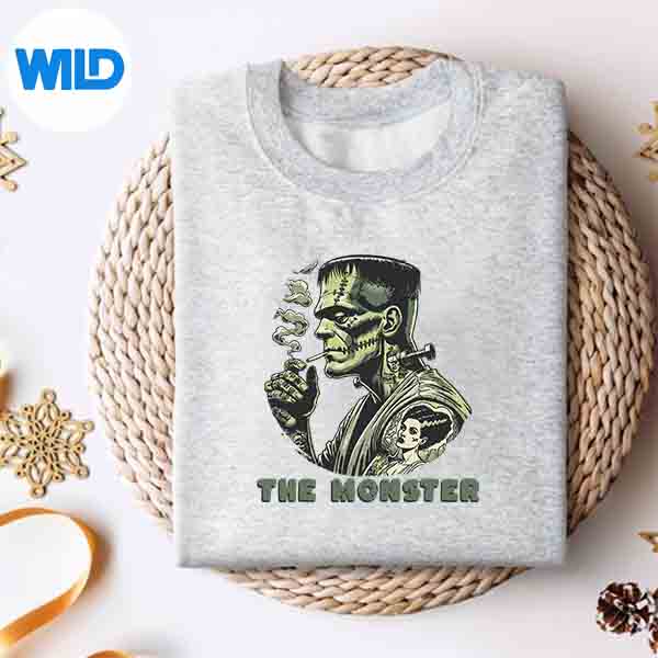 Alternative view of The Bride The Monster Frankenstein Spooky Halloween Digital Design