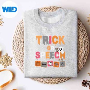 TrickOrSpeechHalloweenSlpSpeechLanguagePathologistsweater