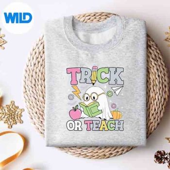 Trick Or Teach Retro Halloween Teacher Reading Ghost Silhouette SVG PNG Cut File 4 TrickOrTeachRetroHalloweenTeacherReadingGhostsweater