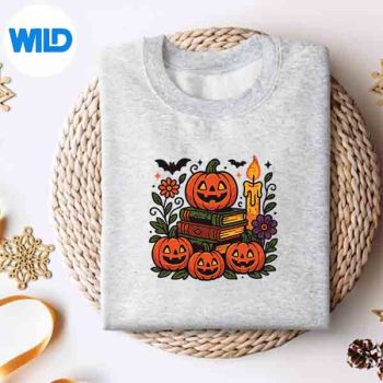 Vintage Book Stack With Fall Flowers Pumpkins Halloween SVG PNG Digital Download 4 VintageBookStackWithFallFlowersPumpkinsHalloweensweater