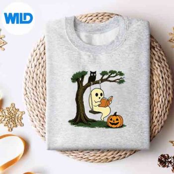 VintageGhostSwingReadingBookSwingingHalloweenCostumesweater