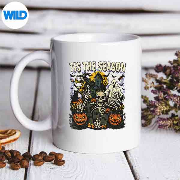 VintageTisTheSeasonHalloweenSkeletonGhostVibesRetromug