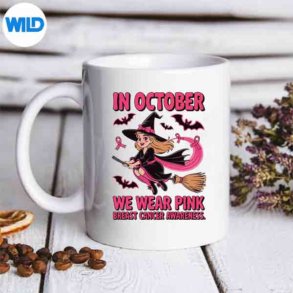 We Wear Pink In October Breast Cancer Halloween Witch SVG PNG Digital Design 7 WeWearPinkInOctoberBreastCancerHalloweenWitchmug