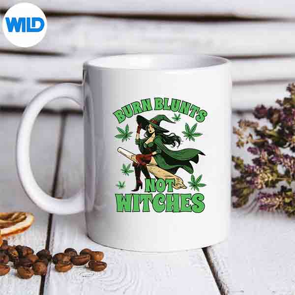 WeedStonerCannabisWitchHalloweenBurnBluntsNotWitchesmug