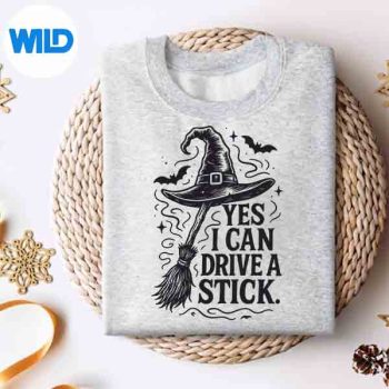 YesICanDriveAStickHalloweenSpookyWitchMomsweater