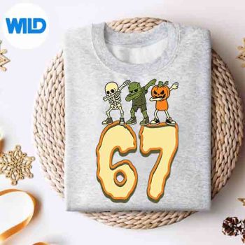 67HalloweenMeme67NumbersSixSevenSkeletonsweater