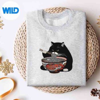 BlackFatCatEatingRamensweater