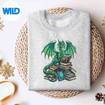Book Dragon Reading Fantasy Vintage Silhouette SVG PNG Cut File 4 BookDragonReadingFantasyVintagesweater