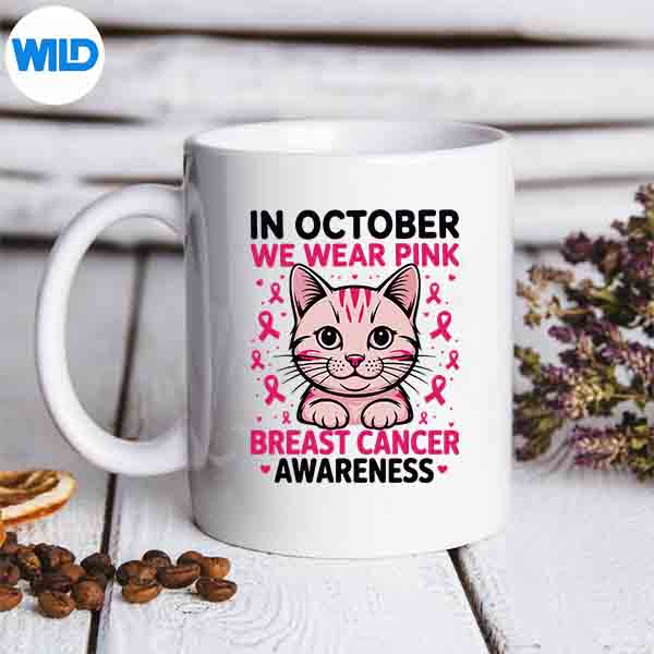 Breast Cancer Awareness Cat In October We Wear Pink Digital Download 7 BreastCancerAwarenessCatInOctoberWeWearPinkmug