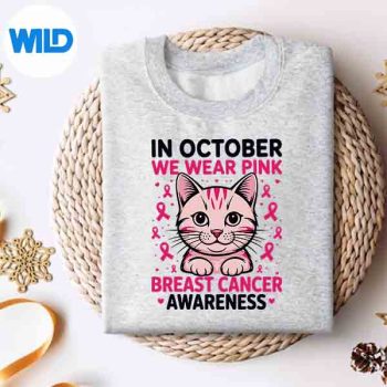 Breast Cancer Awareness Cat In October We Wear Pink Digital Download 4 BreastCancerAwarenessCatInOctoberWeWearPinksweater