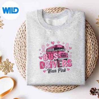 BusDriversWearPinkLeopardBreastCancerAwarenesssweater
